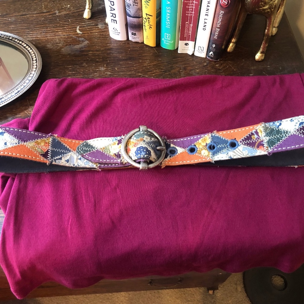 Lucky Brand belt 43” from the top of the buckle to the end of the belt.